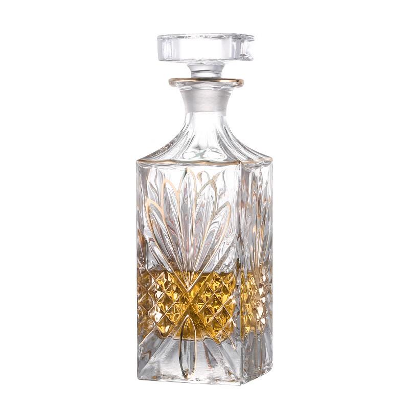 European Luxury Hand-Painted Gold Crystal Whiskey Decanter Set