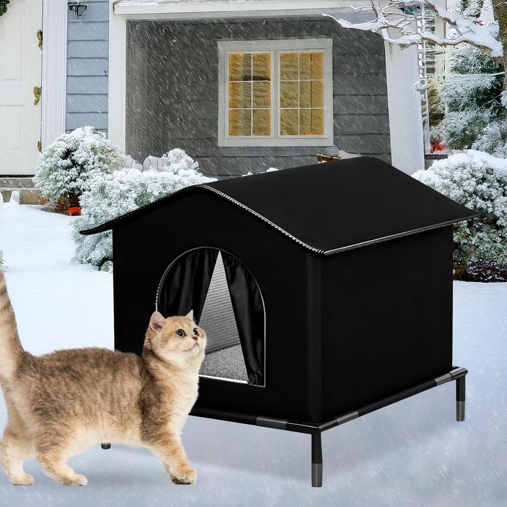 Waterproof Insulated Nest Outdoor Cat House with Elevated Base for Winter warm puppy Kitten Chicken Animal Outside patio