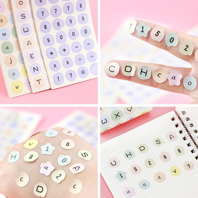 36Sheets Cute Colorful Number Letter Stickers Diy Stick Label Notebook Water Cup Decorative Journal Material Stickers