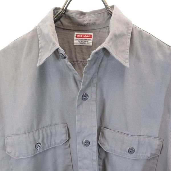 BIG MAC 60s Vintage Logo Embroidery Long Sleeve Shirt M Gray Men's Used