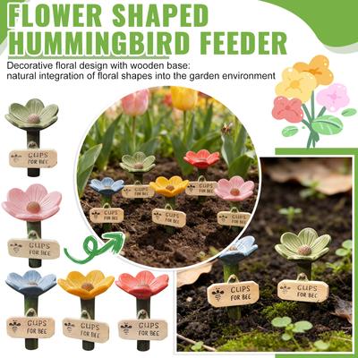 Bee Watering Station For Garden, Bee Water For Bees Garden, Flower-Shaped Ceramic Bee Watering Station, Feeder With Flower Design