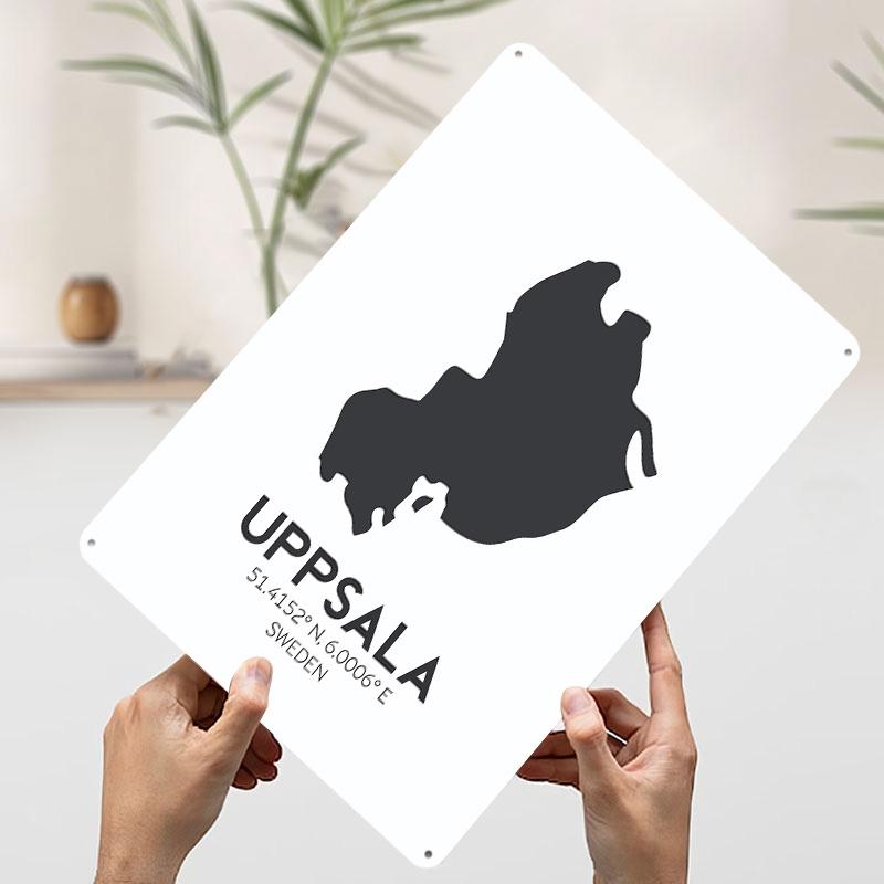 

Uppsala Sweden Map Poster Customized Wall Art Vintage Metal Signs Retro Tin Plaque for Man Cave Decoration Living Room Decor Men 20x30cm（7.8x11.8inch）