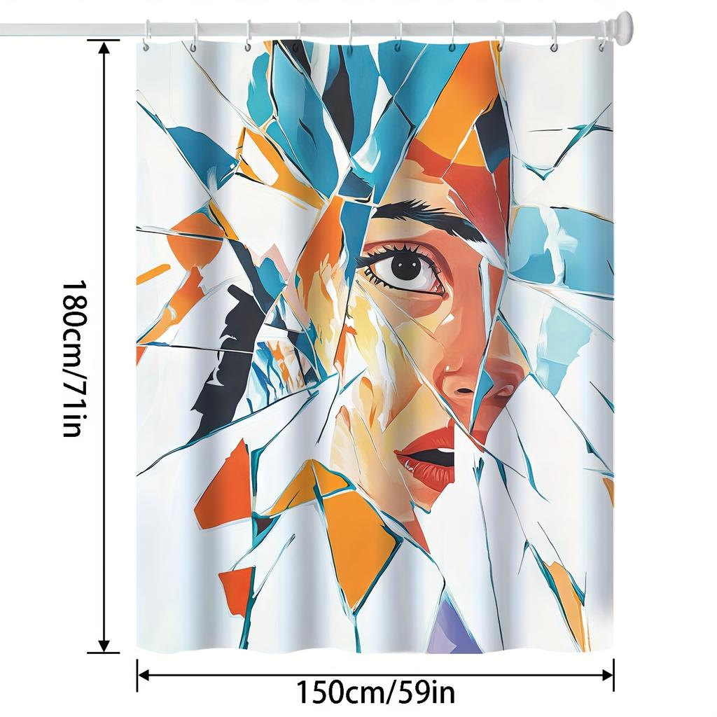 Modern Art Shower Curtain - Vibrant Abstract Design, Polyester Fabric, Includes Hooks, Bold Colors, Machine Washable