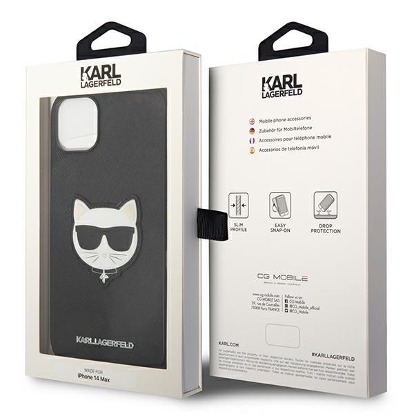 Karl Lagerfeld KLHCP14MSAPCHK iPhone 14 Plus / 15 Plus 6.7" Hardcase Black/black Saffiano Choupette Head Patch