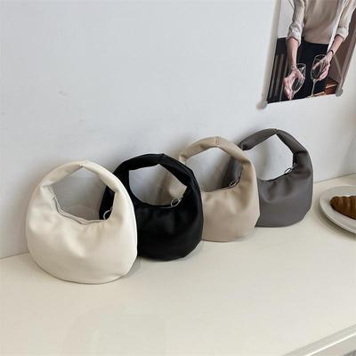 Bolsas Clutch Simples de Cor Sólida Couro PU Mulheres Bolsa Hobo de Axila para Deslocamento Pequenas Bolsas de Mão para Senhoras