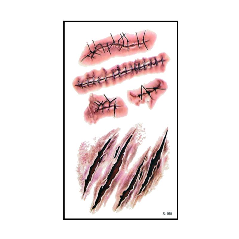 

6pcs Halloween Bloody Wound Tattoo Stickers Trick Scary Waterproof Temporary Tattoo DIY Fake Tattoo Halloween Party Decoration