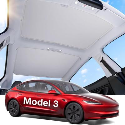 Tesla Model 3 2017-2025 Sonnenschutz Dach Niemals Durchhängend Nano-Eiskristall-Beschichtungen 3. Gen Wärmeisolierendes Glasdach Sonnenschutz Model Y