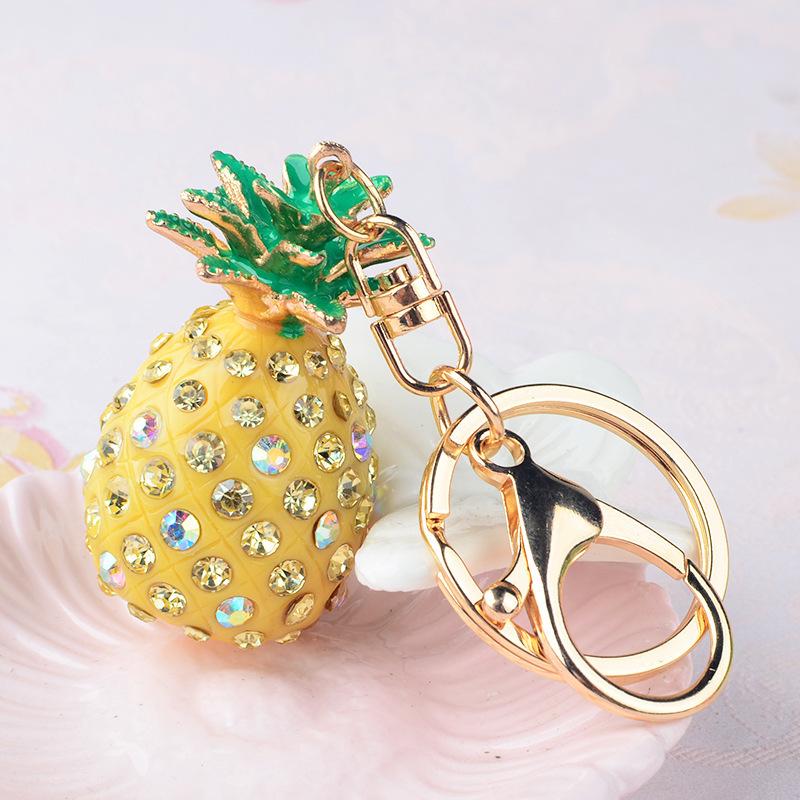 Mini Ananas Strass Nyckelring: Handgjort koreanskt berlock för damväskor