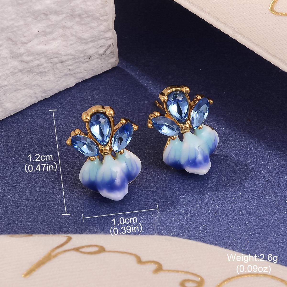 

Flower butterfly stud earrings fashion earrings premium color design earrings enamel color drip oil premium summer new women