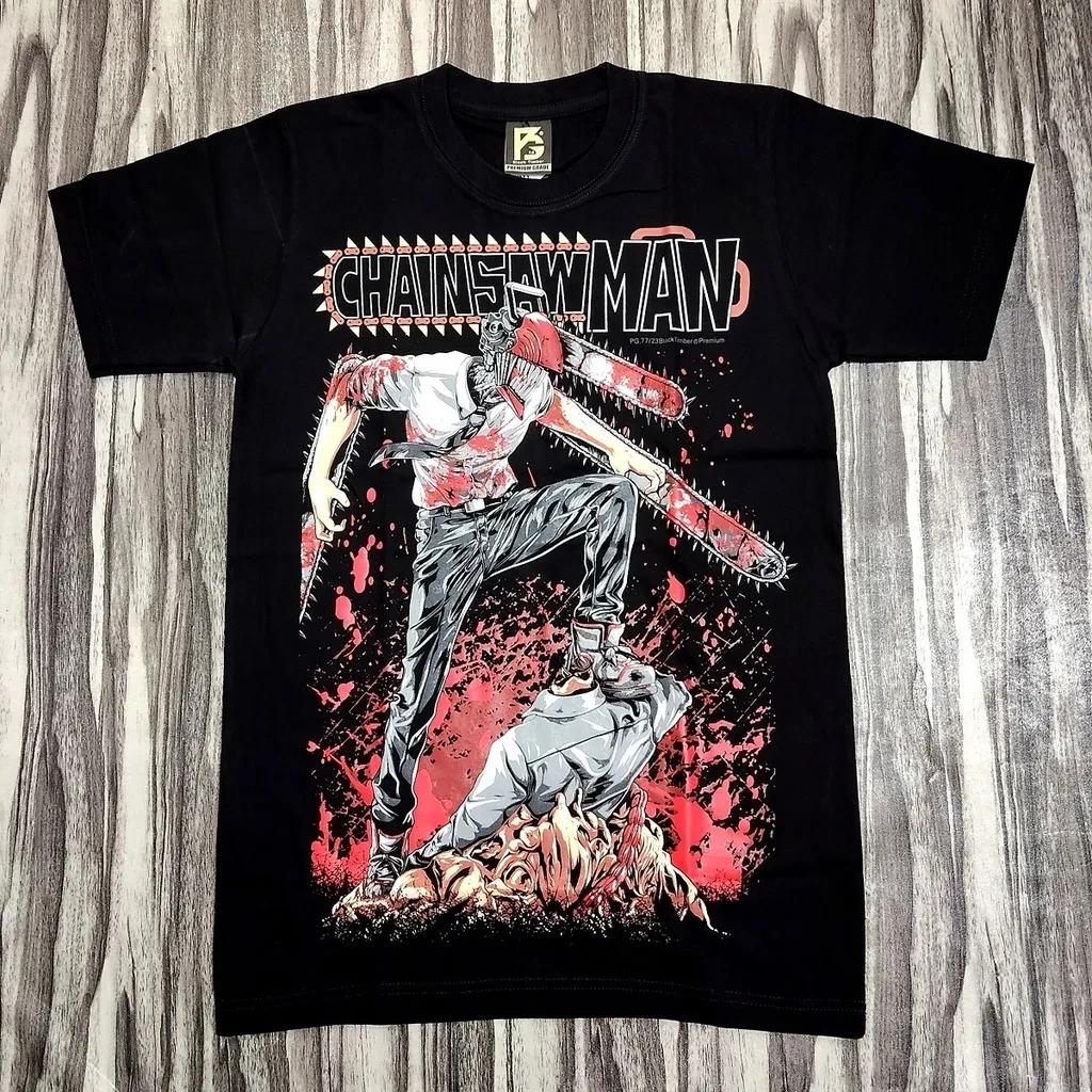Chainsaw Man  Denji Chainsaw Form  Anime Black T-Shirt Women And Men Fashion Comfortable T-Shirt 4XL