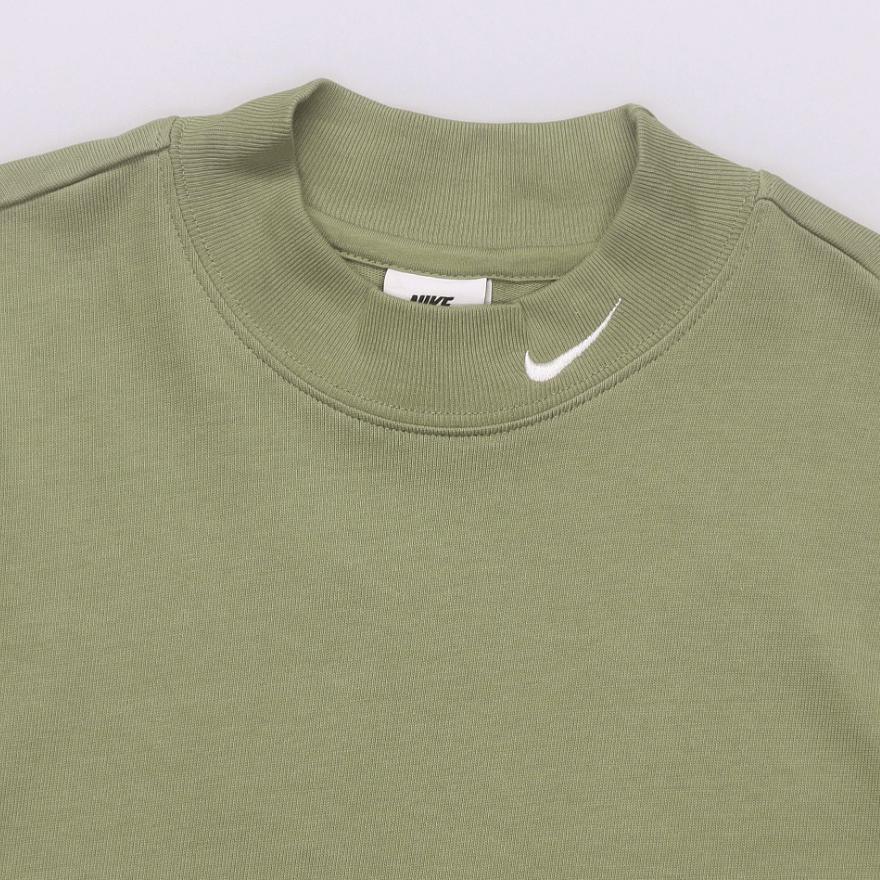 Nike Solid Color Logo Print Crew Neck Long Sleeve T-Shirt Men Tops Dark-Green DX5869-386