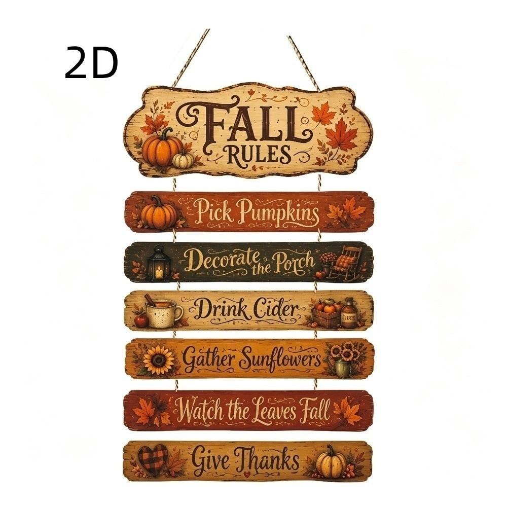 2D Flat Autumn Harvest Sign Decorative Fall Theme Wall Hanging Plaque Home Decor