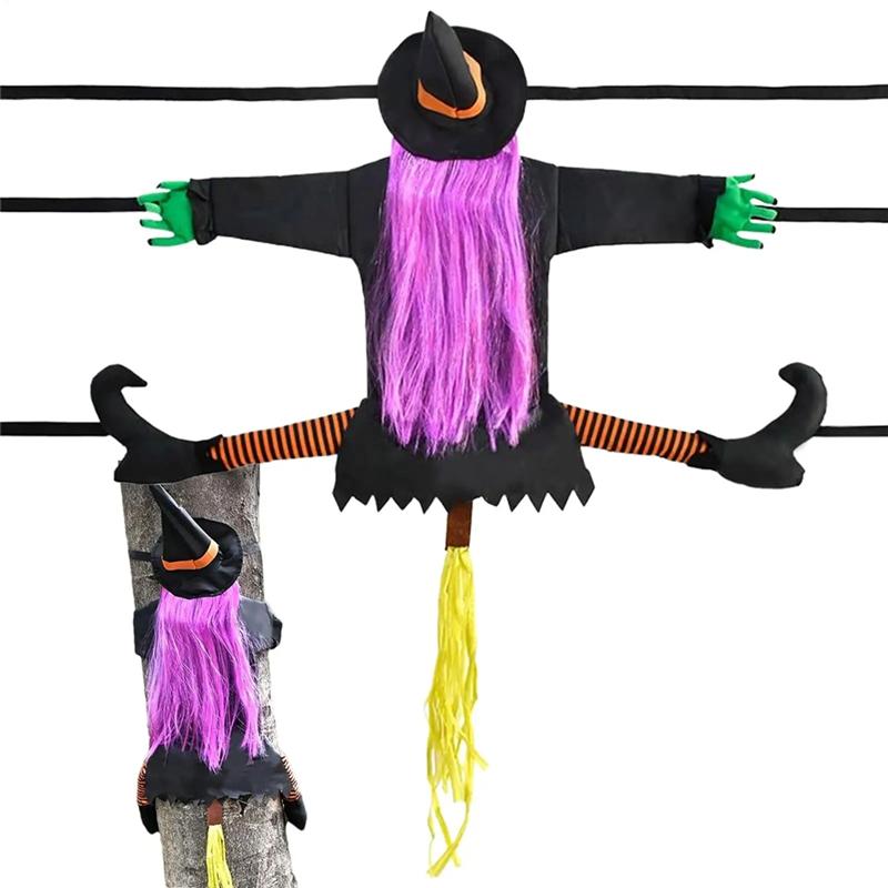

AB34-Outdoor Crashing Witch Halloween Decorations 39.4 Inch Funny Props Ornament For Door Yard Front Garden For Festival чорний