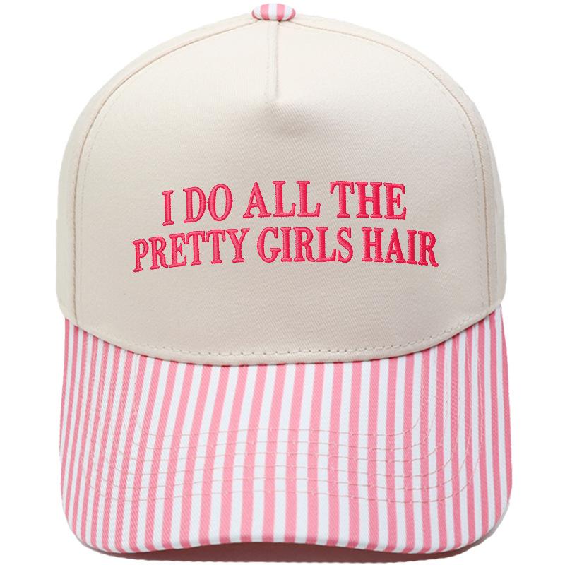 PRETTY GIRLS HAIR Fun Embroidery Color Matching Truck Driver Hat Men's and Women's Casual Sun Hat