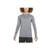 Nike Long Sleeve Top Logo Print Round Neck Kids Tops Smoke-Gray FJ6822-084