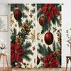 2 Stück, 2D-Flachdruck Vorhangstoff Weihnachtsornamente Festliche Feiertag_b (3) Vielseitiger Stoff (ohne Stange) Dekorationen