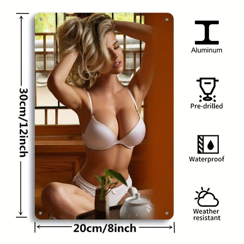 Sexy Lingerie Girl Wall Decor Aluminum Sign - Funny Humorous Design Home Office Man Cave Decor Easy to Hang Smooth Dur
