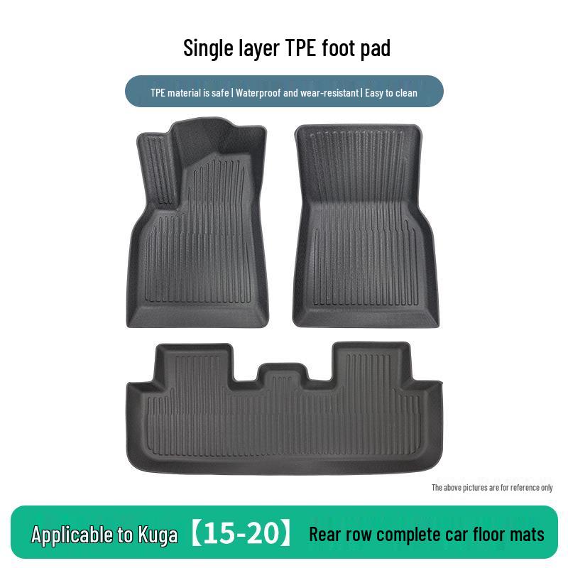 Ford Kuga 2015-2020 Rear Seat TPE Floor Mats, Wear-Resistant, Integrated Style