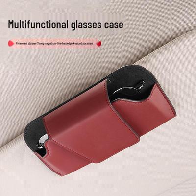 Leather Car Visor Sunglasses & Card Holder: Cross-Border Storage Box