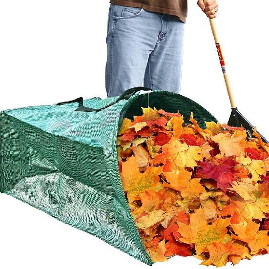 30 Gallon Leaf Collector, Leaf Bag Chute, Portable Pop Up Leaf Bags, Foldable Dustpan Leaf Pick Up Tools Leaf Loader, Reusable Yard Garden Bags for