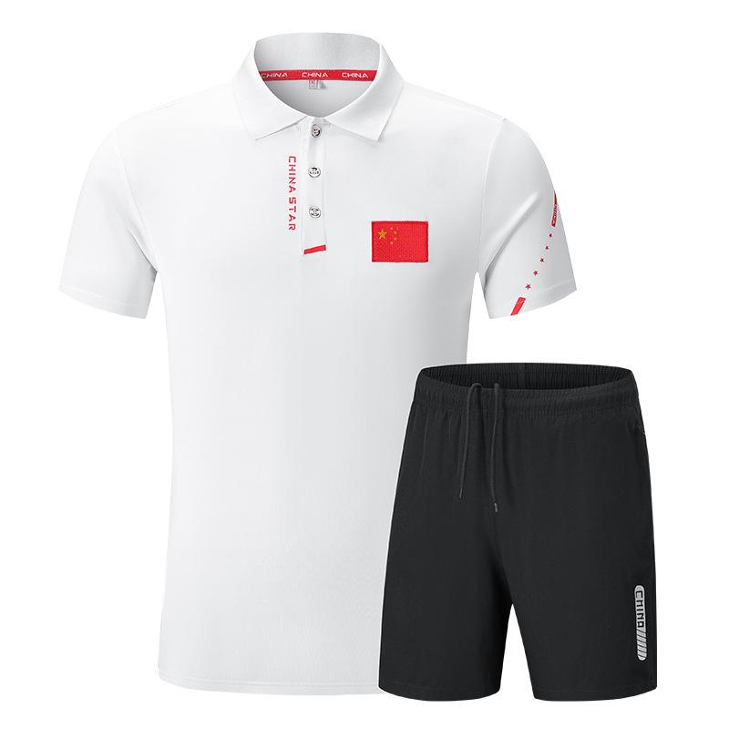 Chinese Sports Quick-Dry Polo & Shorts Set for Wushu, Swimming & Table Tennis Coaches