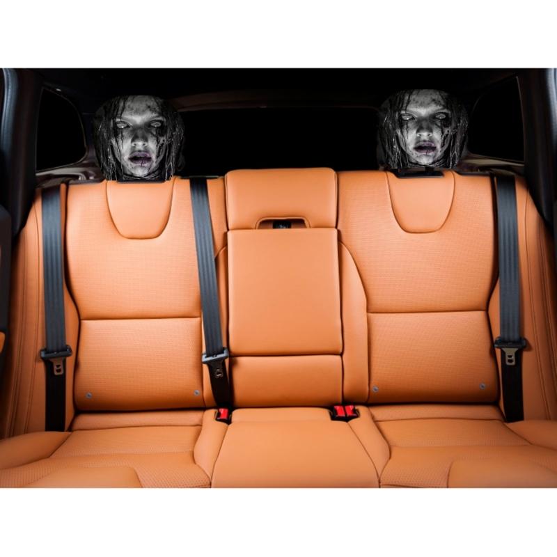 2Pcs Polyester Car Headrest Covers Halloween Horror Artwork, Decorative Covers Vehicle Headrests Protector for Interior Styling