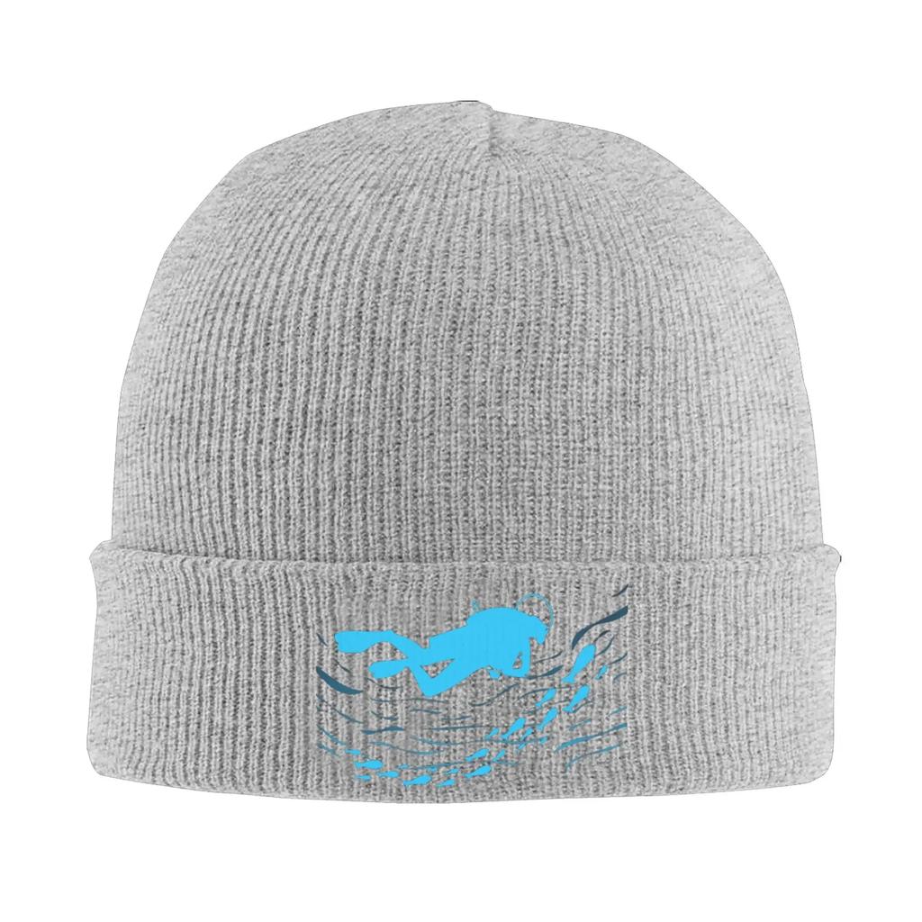 Custom Scuba Diving  Skullies Beanies Caps Streetwear Winter Warm Unisex Women Knit Hats Unisex Adult Ocean Diver Bonnet Hat