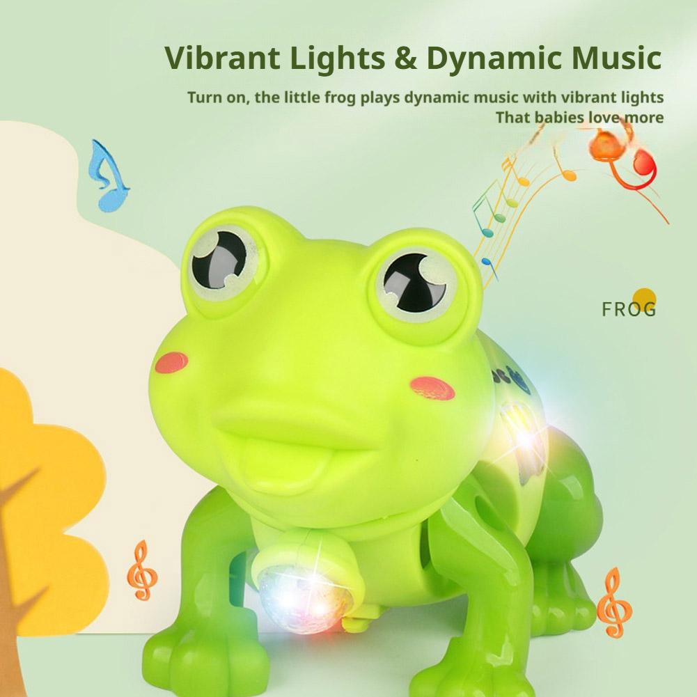 Electric Jumping Frog Toy Pull Along Walking Frog with Light Music Toddler Interactive Educational Toy