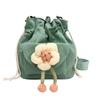 Cute Girl Crossbody Bag Casual Shoulder Bag Women Japanese Minimalist Drawstring Bucket Bag New Floral Design