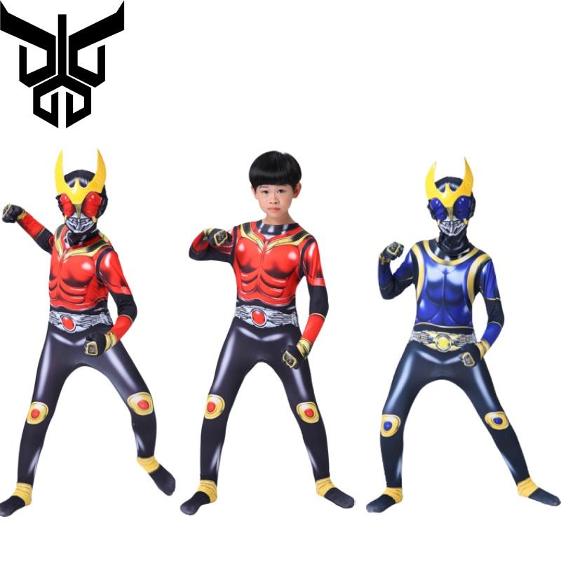Boys' Full Body Jumpsuit Masked Knight Costume Set In Milk Silk For Cosplay Events