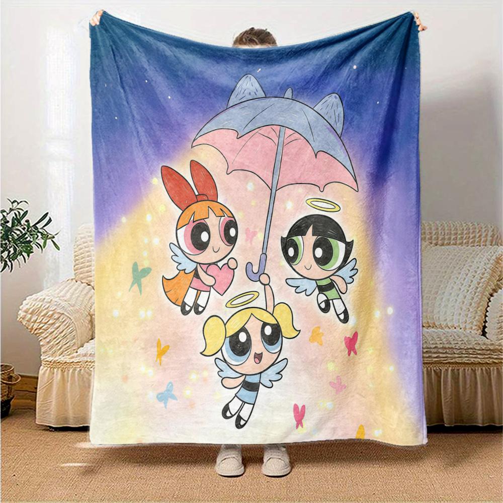 The Powerpuff Girls Flannel Blanket, High quality Comfortable for All Seasons, Home Decor, Warmth and Comfort