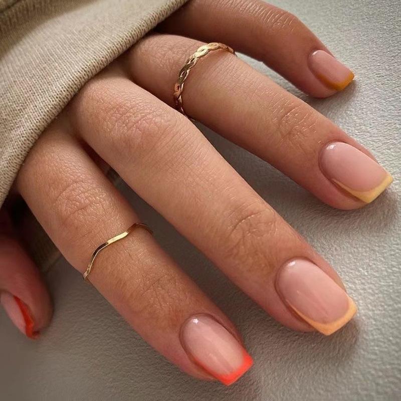 Wearing Nail French Series Nail Patch Rainbow Fake Nail Nail Patch Nails Wearing Nail