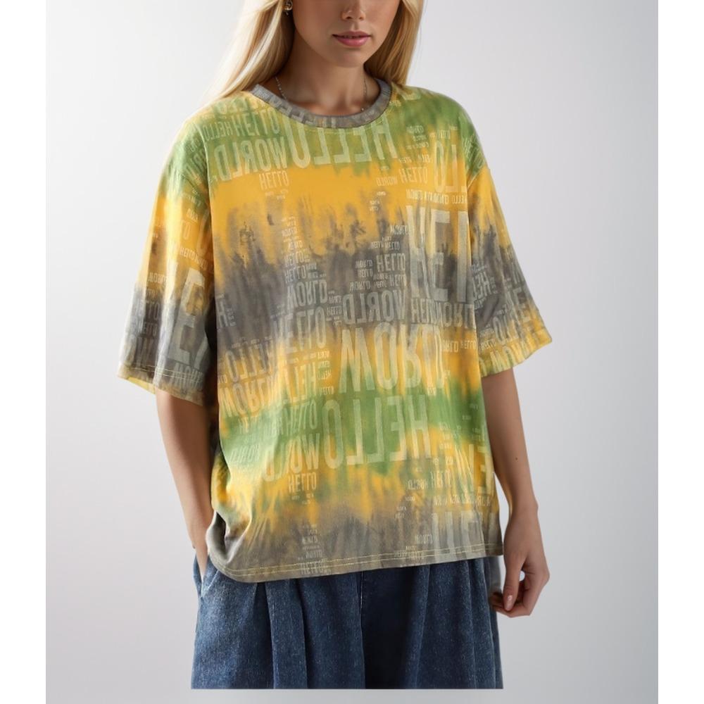 Dimanaf Maglietta Taglie Forti 2024 Donna Lady Top Larghi Cotone Lettera Estate Manica Corta T-shirt Girocollo Camicia 4XL