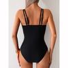 Solid Color Swimsuit Women's One Piece Bikini Beach Vacation V-neck Suspender Backless Swimwear Summer New