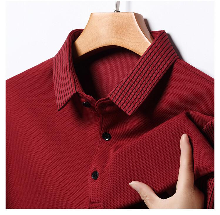 Striped Long Sleeve Fashion Versatile Lapel Collar Loose Fit Polo Shirt M