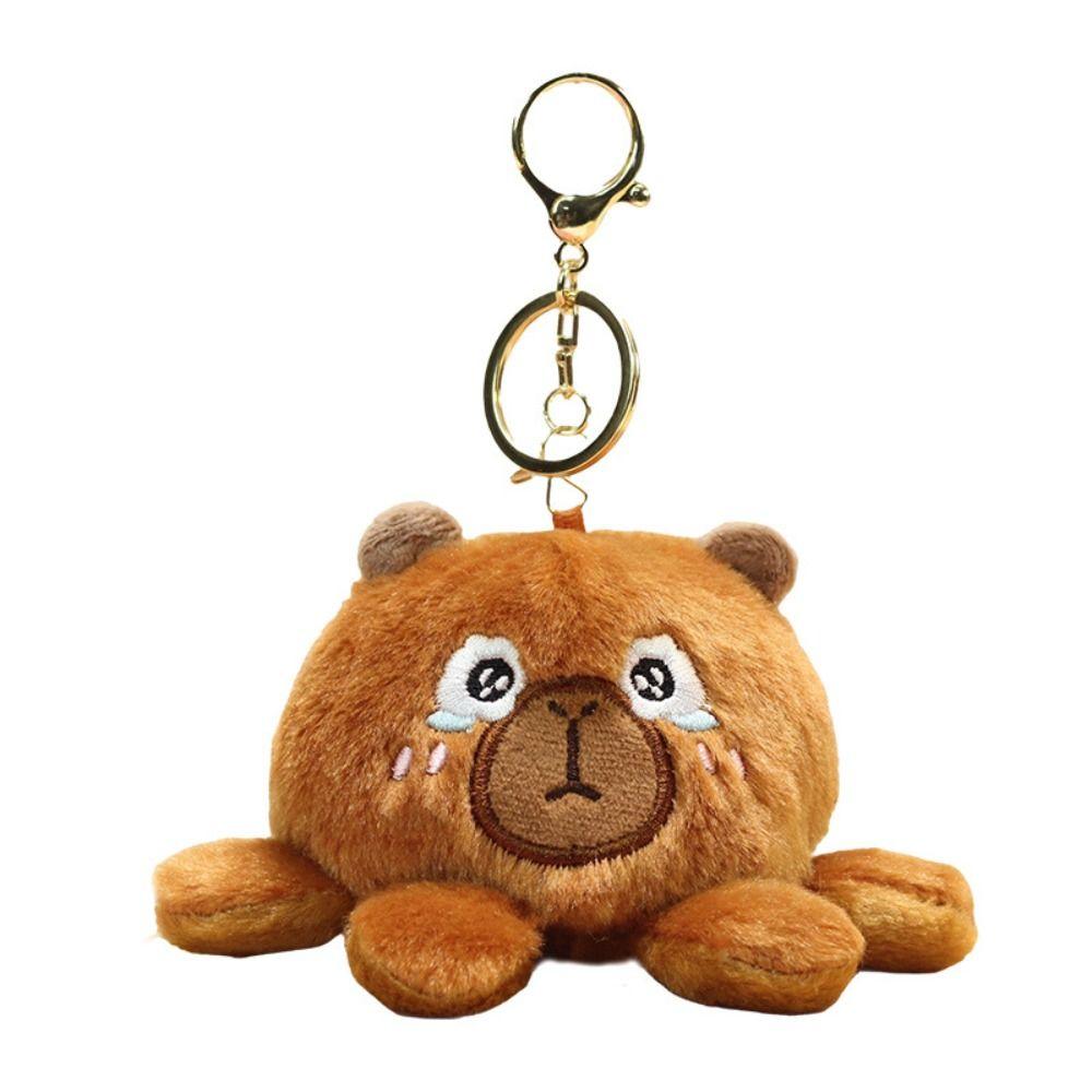 Double-Sided Plush Flipped Capybara Keychain Cartoon Capybara Doll Pendant  Birthday Party Decor