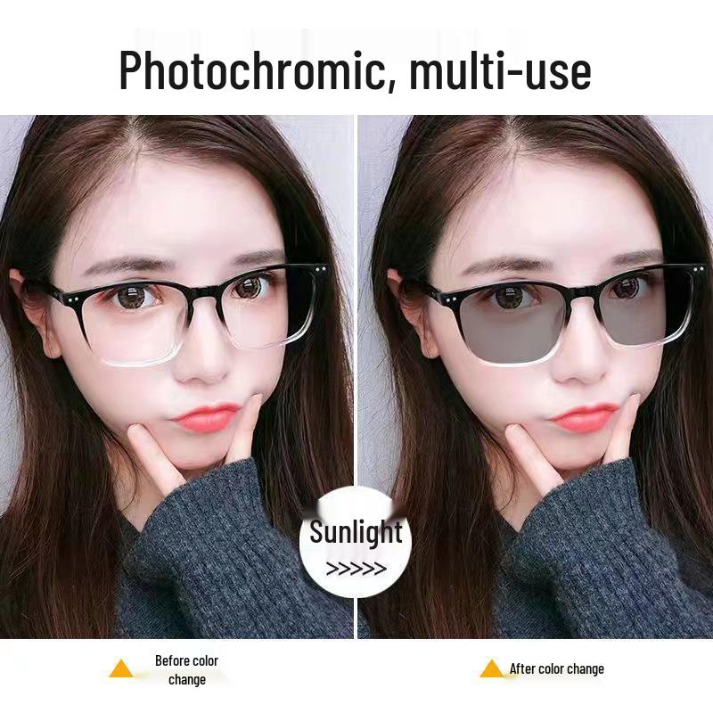 Men's Retro Wood Grain Myopia Glasses - Color-Changing, Anti-Blue Light, Hot-Selling Frames.