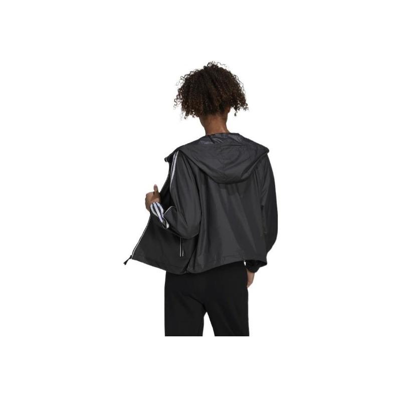 adidas BSC Series Women's Black 3-Stripes Hooded Wind Jacket H55345
