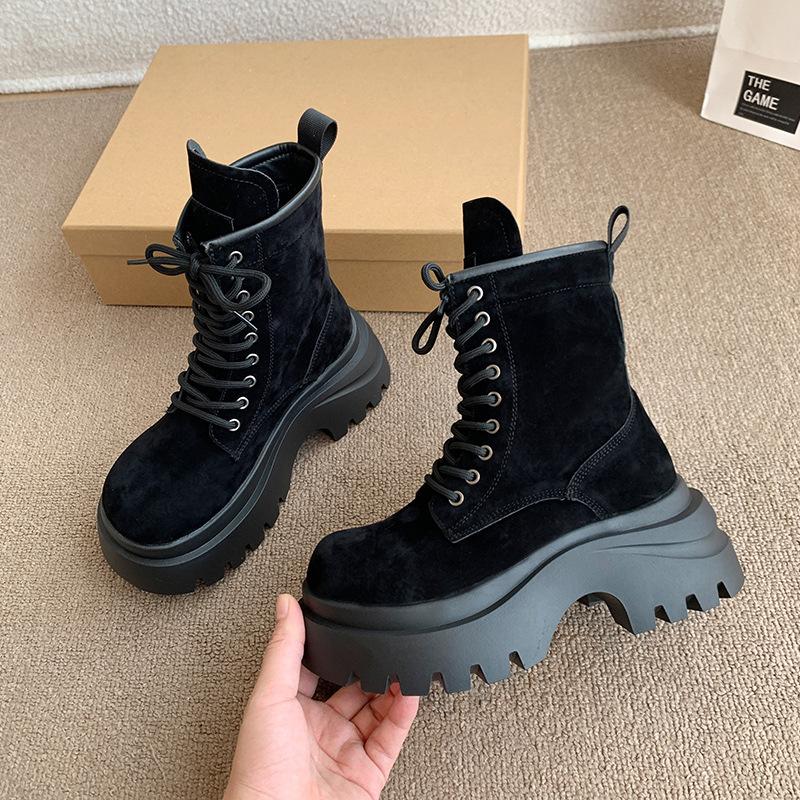 Kleine Martin-Stiefel Damen Britischer Stil 2025 neu Frühling, Herbst und Winter vielseitige dicksohlige hochwertige kleine kurze Stiefel