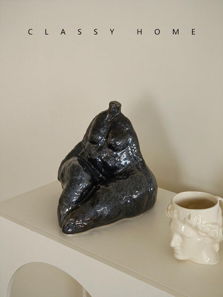 Rękodzieło ceramiczne Rzeźba ludzkiego ciała Abstrakcyjna otyła kobieta Akt Ozdoby Figurki dekoracyjne Akcesoria do dekoracji domu