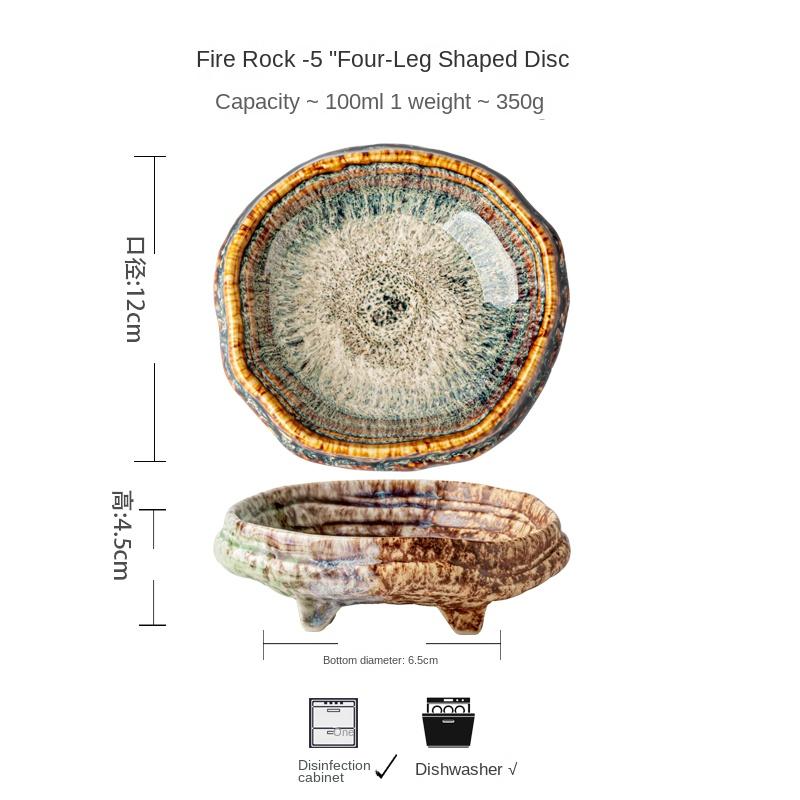 Ceramic Sushi Dish Restaurant Ice Cracked Glaze Molecular Cuisine Tableware Dessert Snack Plate Dipping Sauce Fruit Platter