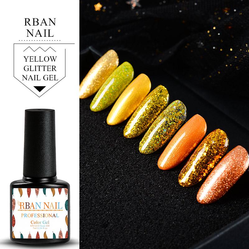 RBAN NAIL 7ml UV LED Soak-off żelowy lakier do paznokci Semi permanentny lakier holograficzny laserowy żel z cekinami