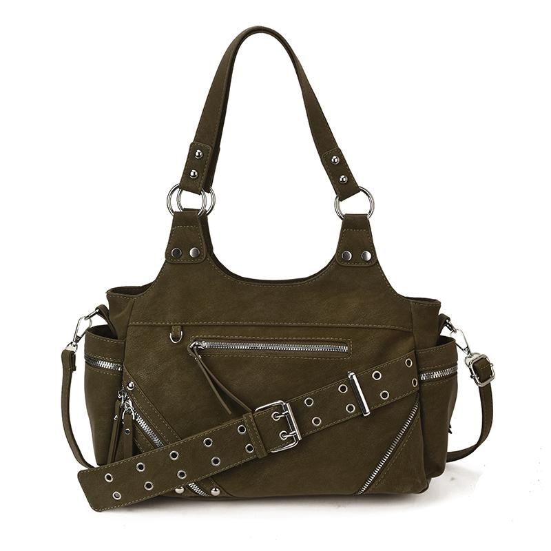 Casual Tote Solid Color Zipper Buckle Casual Tote 2026 High Quality Motorcycle Style Bags Durable Commuting Cool Shoulder Bags
