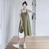 2023 Fashionable Loose Cotton Maternity Spliced Overalls Dress