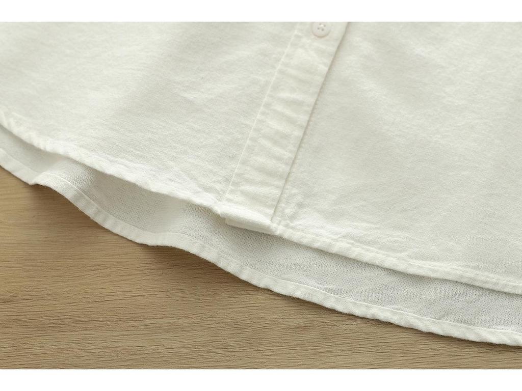 Women's Casual Round Neck Long Sleeve Brushed Cotton Shirt for Winter and Autumn