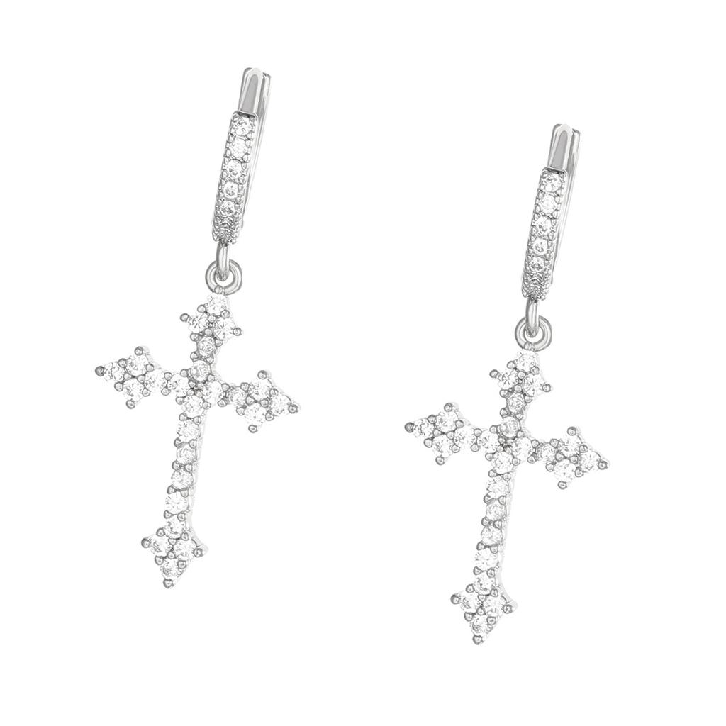Elegant Crosses Hoop Earrings Elegant Hoop Earrings Accessory With Zircon Crosses Drop for Fashion Enthusiasts