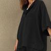 Women's Two-Piece Outfit Oversized 3/4 Sleeve Pullover Top And Wide Leg Pants Set Fall Casual Loose Lounge Set