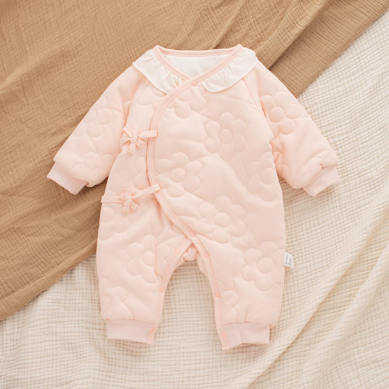 

Baby Girl s Autumn/Winter Padded Jumpsuit - Newborn to 3 Months, 100 Days Cotton Romper, Horse New Year Outfit 52cm