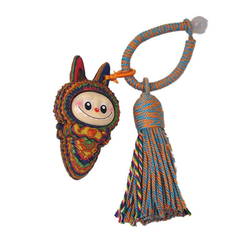 Goldenes Sandelholz Labubu Puppe: Niedlicher Handy-Anhänger, Regenbogen-Spielzeugfigur, Heilendes System Geburtstagsgeschenk für Kinder