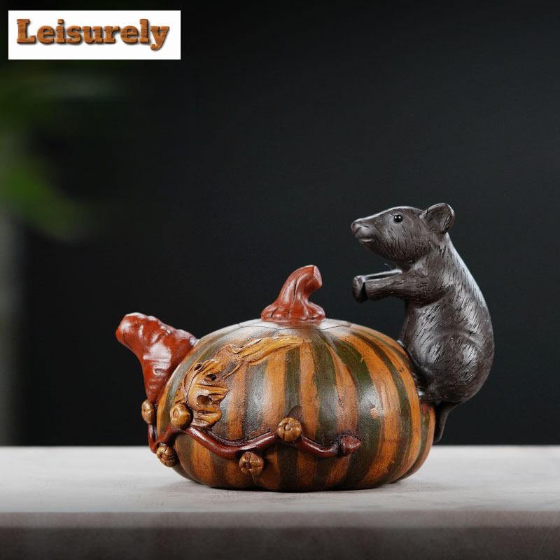 400ml Creative Yixing Purple Clay Teapot Handmade Pumpkin Rat Pot Raw Ore Mud Kettle With Filter Zisha Teaset Tea Services Craft